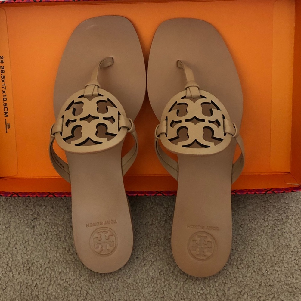 Tory Burch Square Toe Miller Sandals